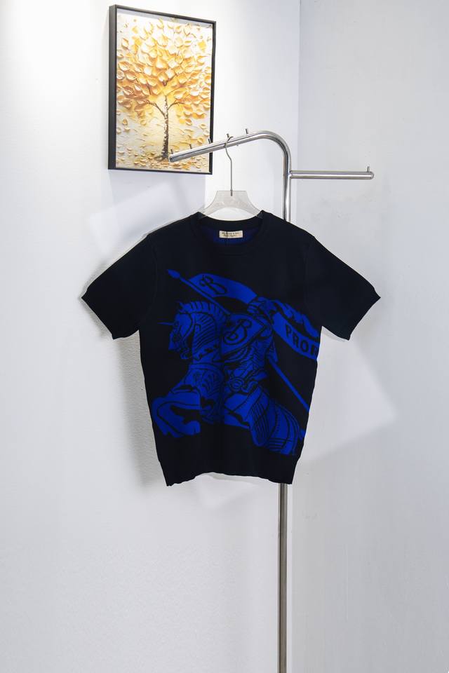 款号：Y178 新款Burberry巴宝莉蓝色战马针织短袖男女款 -单品采用定染定纺纱线、购入原版打造 全套定制辅料 细节决定成败 重磅秋冬新款 柔软细腻不扎身