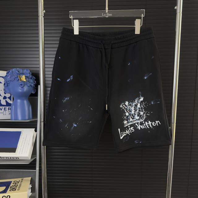 616 当天到货 现货现配 Louis Vuitton 路易威登 手绘手工涂鸦 Logo标识印花 五分裤、高品质纯棉 面料、特别手感、超级质感 舒适柔软透气 休