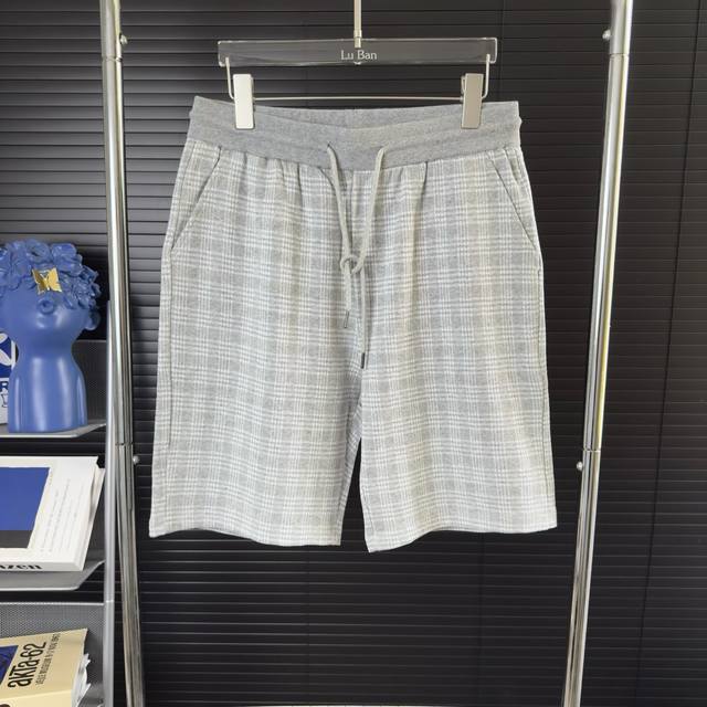 612 当天到货 现货现配 Burberry 巴宝莉 2025新款 轻奢主义 千鸟格 男女日常通勤穿搭必备 休闲短裤 定制毛圈面料 松紧+抽绳可调节裤 内包边处