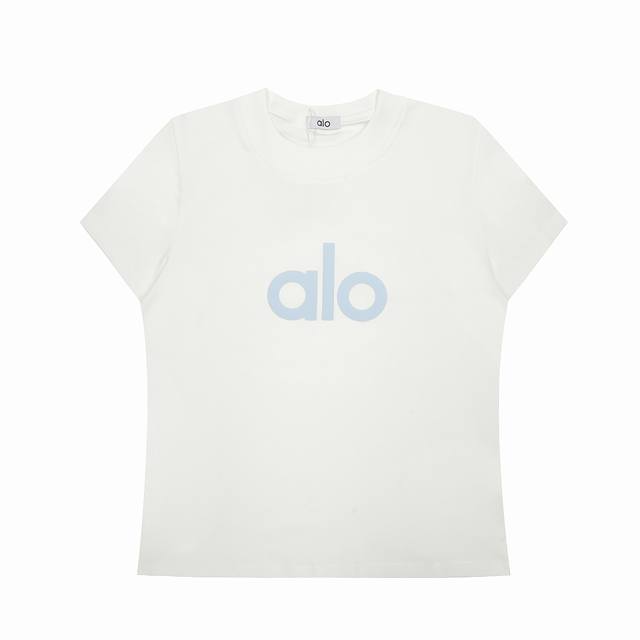高品质！Alo新款极简Ins风发泡樱花短袖夏季修身显瘦圆领纯色正肩T恤 款号：Al532 颜色：白色 黑色 码数：S M L