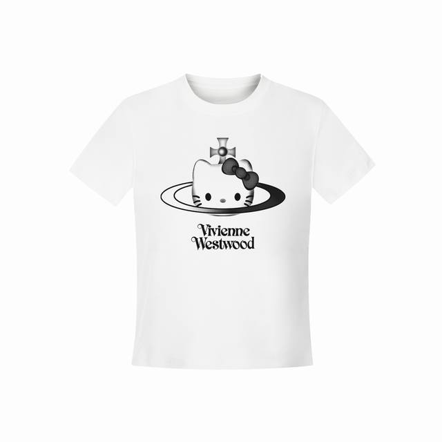 Vivienne West Wood 西天后薇薇安 2025夏季设计款暗黑Holly Kitty字母印花正肩短袖T恤 女款 全网独家纯棉高品质 独家模特图已保护