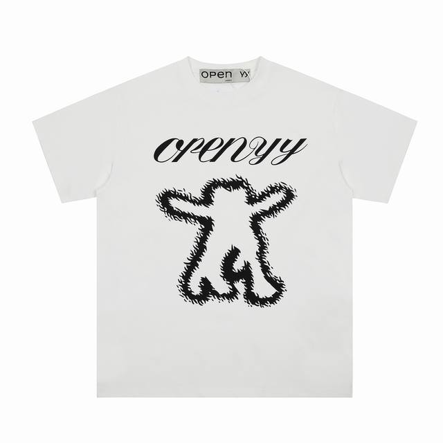 Open Yy 25春夏新品双人舞涂鸦卡通字母印花短袖 小众设计 简约休闲 宽松百搭 市场首发 款号：Yy03 尺码：S M L 颜色：白色 深蓝