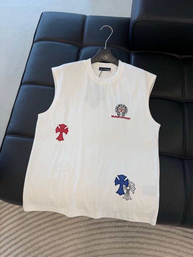 裤子 衣服 Chrome Hearte 克罗心 Ch 新款 十字架马蹄克罗心梵文 立体刺绣拼皮工艺，纯棉双纱汗布面料，同缸定染特种加粗32支双股1X1螺纹。.轻