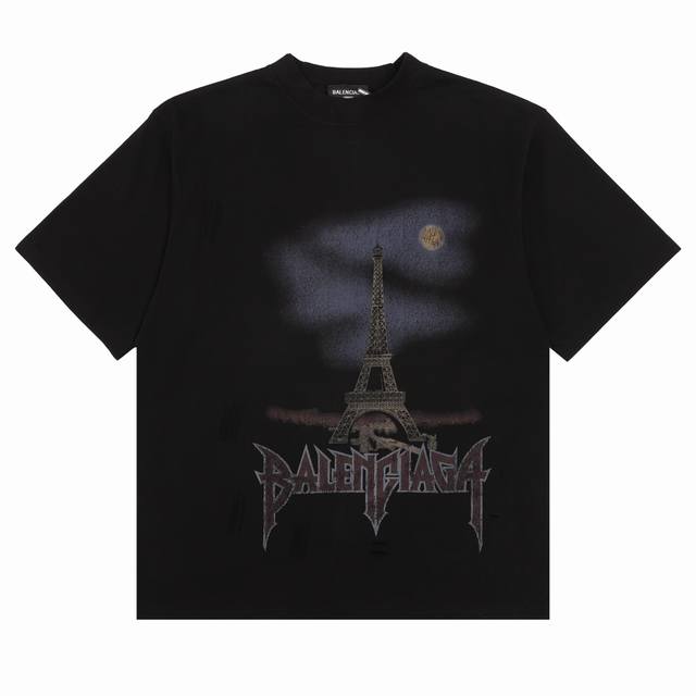 Balenciaga 巴黎世家 巴黎铁塔夜景印花短袖 尺码：S-L