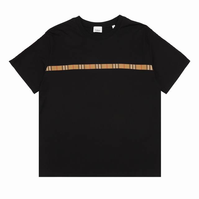 Burberry 巴宝莉 胸口格纹织带短袖T恤 Size：S-L
