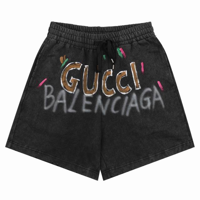 Balenciaga 巴黎世家 手绘字母毛圈短裤 Size：S-L