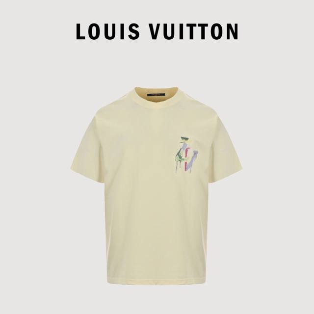Louis Vuitton 路易威登 23Ss 涂鸦手绘大字母印花短袖 定制 克同缸染面料 手感非常舒服 春夏最新砖柜同步 Os落肩版型 时尚又个性 超级百搭好