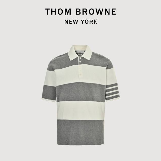 Thom Browne 汤姆布朗 Tb 25Ss 条纹针织Polo短袖T恤 本产品根据原版使用百分百新疆长绒棉，四平一空针法，使用进口岛精机编织，纽扣包括备扣统