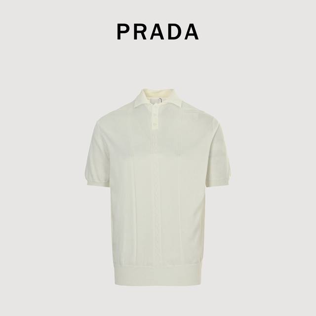 Prada 普拉达 25Ss 纽扣针织Polo短袖T恤 采用定制开模进口机器专机 辅料均开磨定制 定制定染羊绒混纺纱线 版型大 宽松有型 区别低版本瘦长版型上身