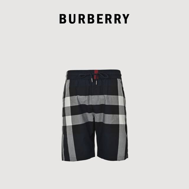 Burberry 巴宝莉 经典条纹格子短裤 面料原版天丝棉梭织定制，功能性斜纹面料，百分百定位对条对格，非常耗时废料， 密度手感和原版达到一致，松紧腰搭配，轻松