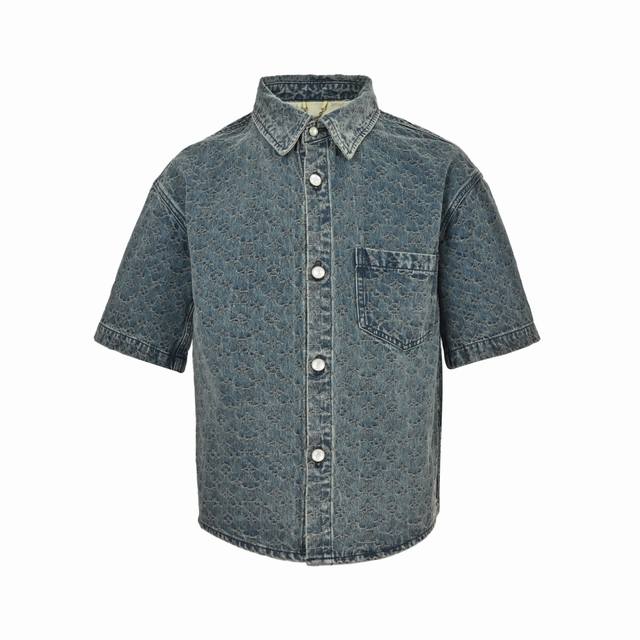 Louis Vuitton 路易威登 25Ss 满幅老花提花套装牛仔短袖衬衫 2025 Lv新款牛仔衬衫T恤以撞色 Monogram 提花织纹升级经典卡车廓形，