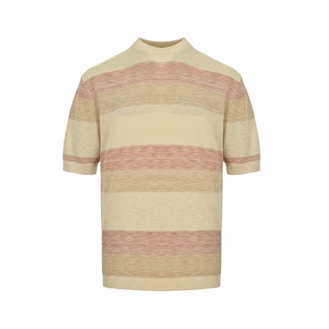 Loro Piana Lp30Ss 条纹针织短袖 采用亚麻面料制作 条纹设计 Size:S-L