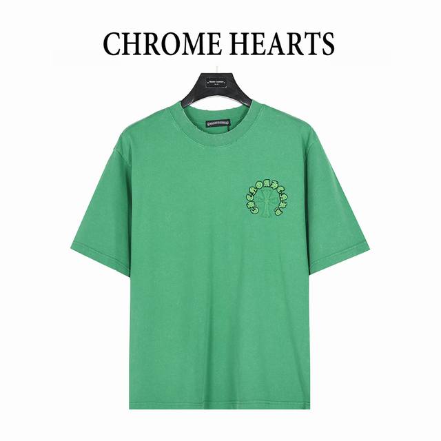 Chromehearts 克罗心 25Ss 梵文马蹄十字架贴布刺绣水洗短袖T恤 重工款式 秀场私人订制系列 整衣做旧激光烧花定制300克双纱面料 美式酸洗做旧原