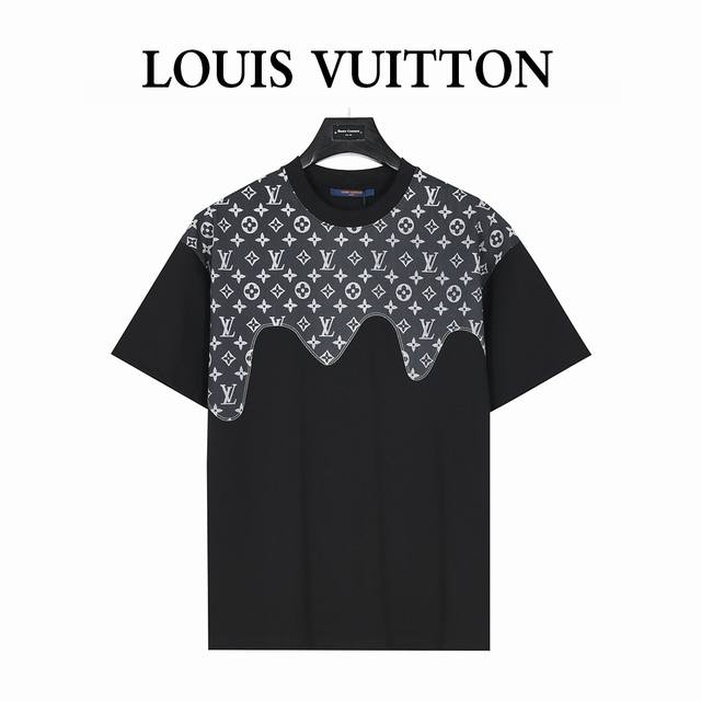 Louis Vuitton 路易威登 25Ss 老花牛仔拼接短袖T恤 夏季新款，老花牛仔贴布圆领短袖T恤，采用定制定染高克重原版面料， 洗水完高达280G纯棉双