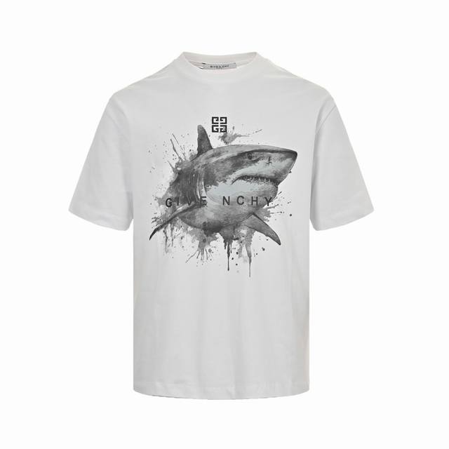 Givenchy 纪梵希 24Ss 大白鲨印花短袖 标准数码直喷印花技术，纯棉柔软面料，对色定染面料，超精细平网印花工艺，潮流感十足，定染纯棉面料，Os版型，三