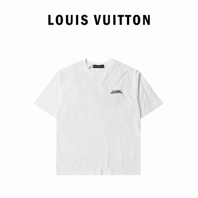 Louis Vuitton路易威登重磅字母绣花短袖 章仔五花Logo贴布绣设计 定制260克双纱百棉面料 男女同款短袖 颜色：黑 白 货号612 003 尺码：