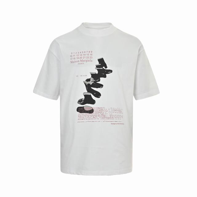 Maison Margiela 马吉拉 25Ss 靴子印花短袖 面料定织定染280G32支双纱面料，宽幅领口螺纹300G1*1全棉螺纹，久穿不变形，面料从买纱纺