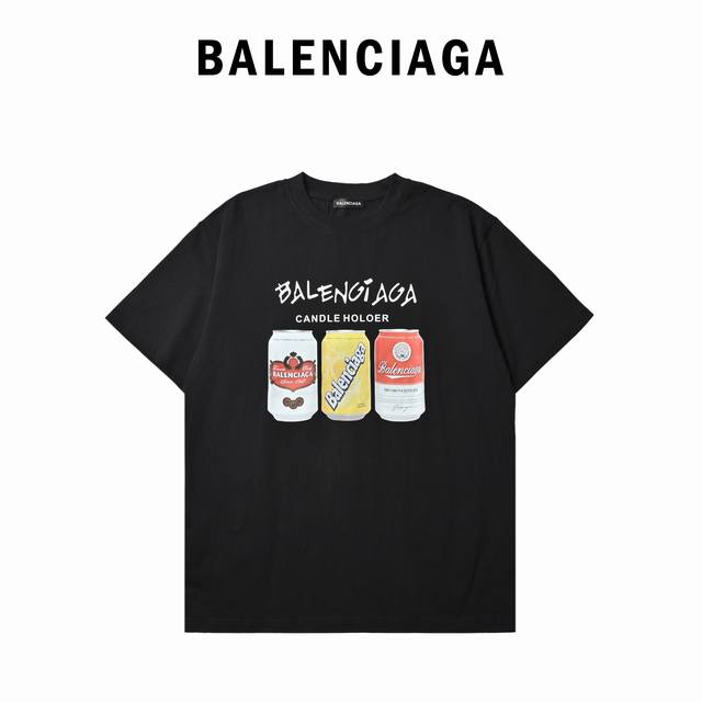 Balenciaga 巴黎世家 易拉罐字母印花短袖T恤 Logo标识印花 精致升级 手感非常舒服 超级百搭好看的一款 男女都非常合适 人手必备款 颜色: 白色