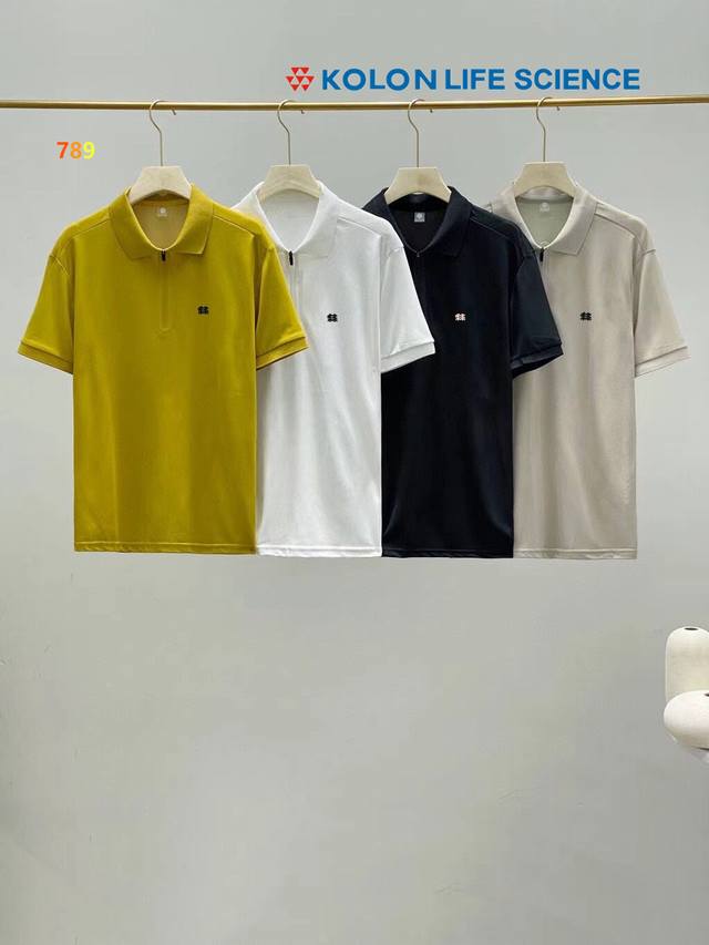 科隆Kolon Sport夏款上新，Polo半拉链短袖 尺码M到5Xl 冰感速干短袖，大牌平替 。疏孔精傻珠地，黑科技冰感面料 ，不变形 不缩水 自然下垂有质感