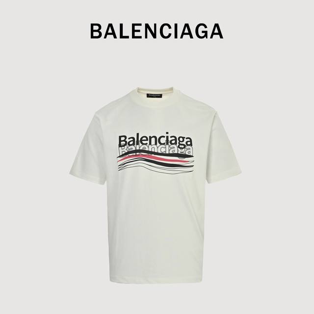 Balenciaga 巴黎世家 25Ss 重影多Logo发泡印花短袖T恤 购入原版开模打造，全套定制辅料，所有细节完美还原 定织定染260G纯棉精梳棉面料，洗水