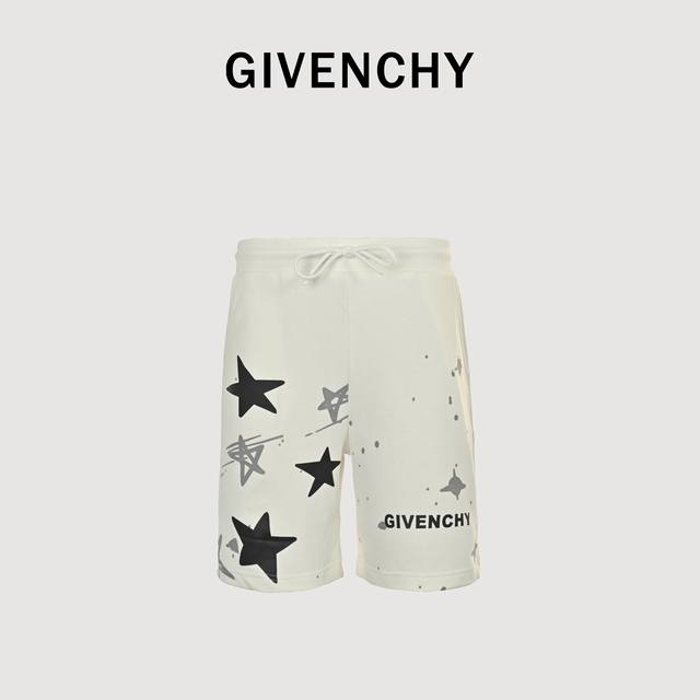 Givenchy 纪梵希 25Ss 星星印花短裤 面料采用380G纯棉毛圈面料，订染颜色后整蚀毛处理，对照原版做丝滑超柔处理，布面肌理股线清晰明显，垂感一级棒，