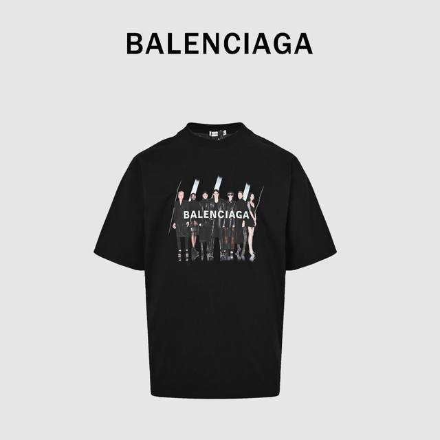 Balenciaga 巴黎世家 全明星人物印花短袖 人物康丽白墨数码直喷印花，最新款的以色列进口康丽953机器，一台机器价值两百多万，能有这种机器的工厂P没有几