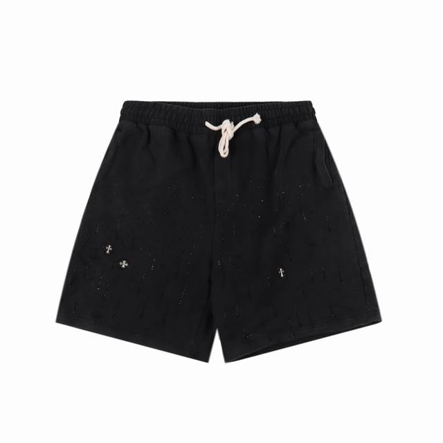 Chrome Hearts 克罗心 25Ss 白十字花流星烫钻短裤 灵感源自八十年代复古，采用定制面料制作而成，官方同款，面料经过同缸染色工艺处理，手感舒适柔软