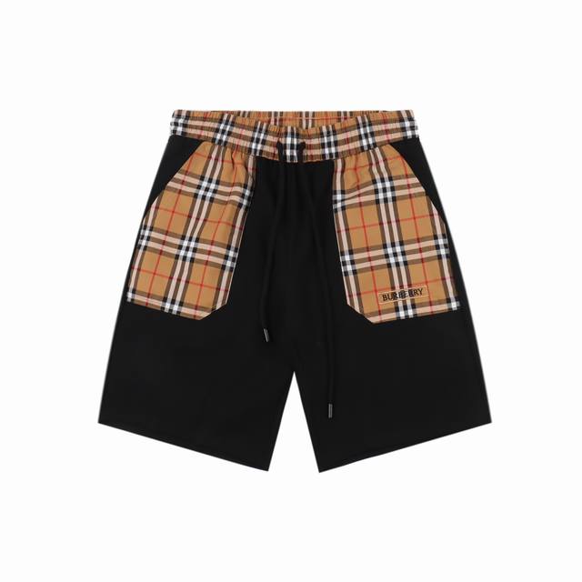 Burberry 巴宝莉 25Ss 格纹口袋拼接字母Logo刺绣短裤 2025新品发售Vintage Check拼接短裤， 全新设计的品牌格纹元素Logo口袋拼