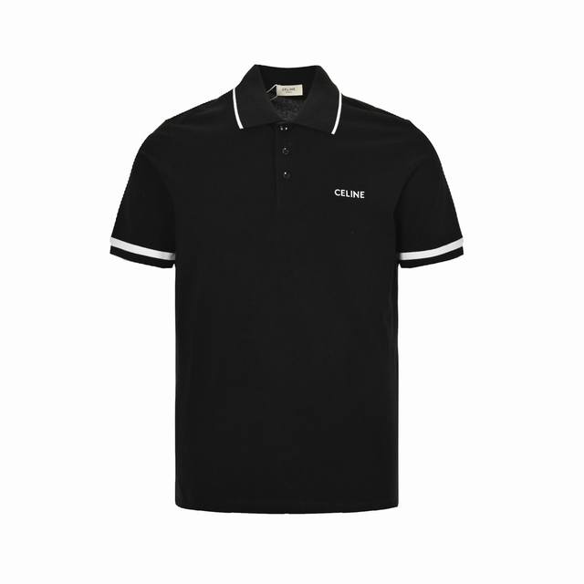 Celine 赛琳 经典刺绣小标Polo短袖 面料采用 G专用珠地面料，前幅绣花图案，进口田岛机万针刺绣，小字母绣花体现进口绣花机功底。还原原版品质。整体设计透