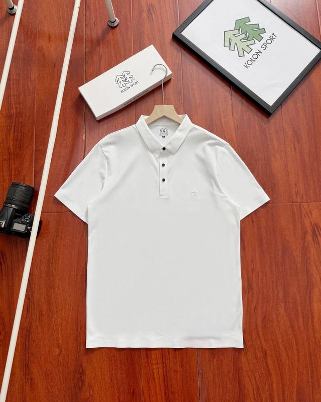 高端礼盒装 Kolon Sport 可隆户外 2025新款 运动速干舒适 轻薄透气 情侣款 休闲Polo衫 定制速干面料 领标吊牌主唛三标齐全 颜色：白色 尺码