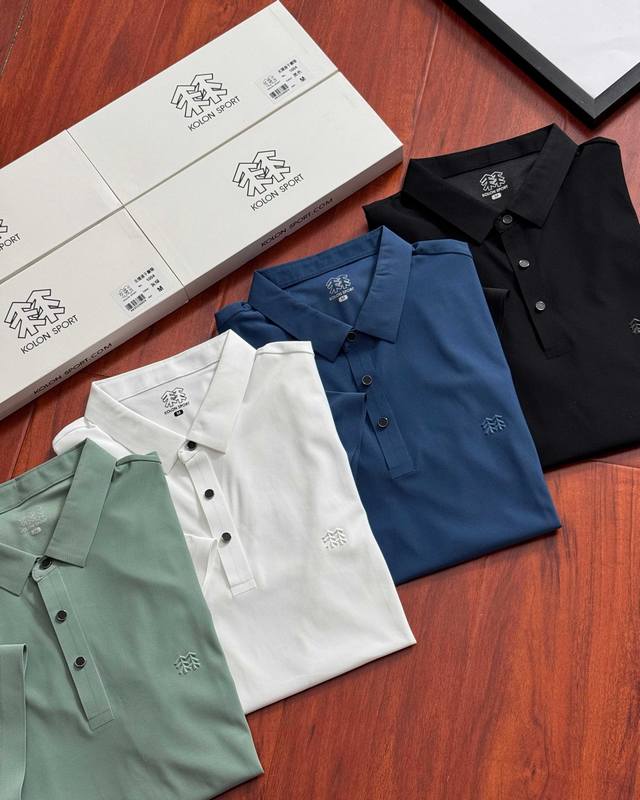 Kolon Sport 可隆户外 2025新款 运动速干舒适 轻薄透气 情侣款 休闲Polo衫 定制速干面料 领标吊牌主唛三标齐全 颜色：黑色 白色 蓝色 绿色
