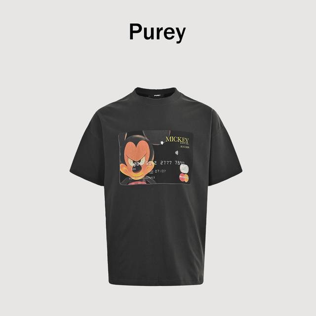 Purey Wr Mickey Mastercard 米奇万事达信用卡 小破坏Vintage 重磅破碎 做旧 情侣款 短袖T恤 年后就开始买样衣 终于等到了 花