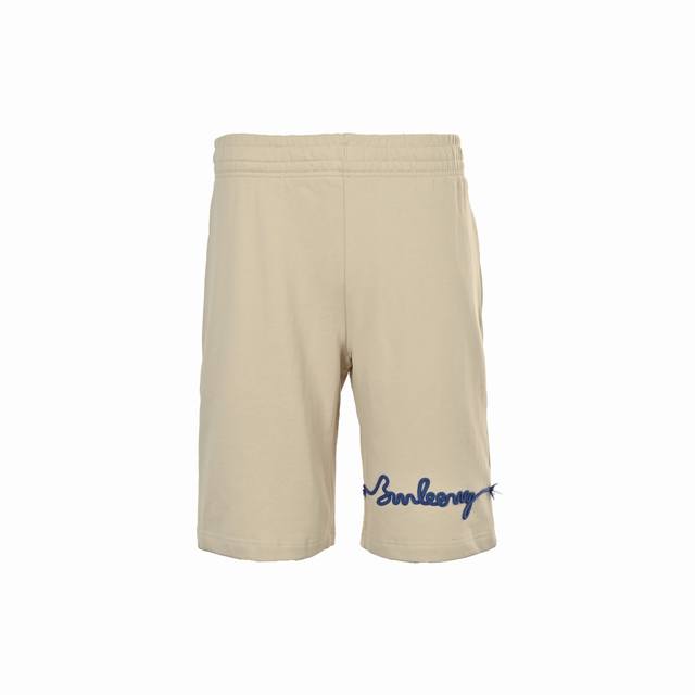 Burberry 巴宝莉 绳字绣花刺绣短裤 原版6700购入，面料采用420G全棉鱼鳞毛圈面料制成，灰白色布料，订染，定制绣花粗绳。粗绳 0码起订量，染色还原原