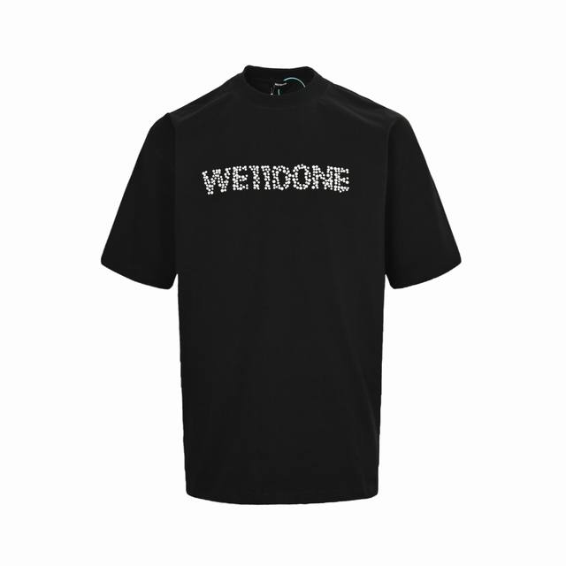We11 Done 25Ss 珍珠烫钻字母短袖 高克重320克双纱纯棉面料 男女同款 宽松版型 Size:S-L