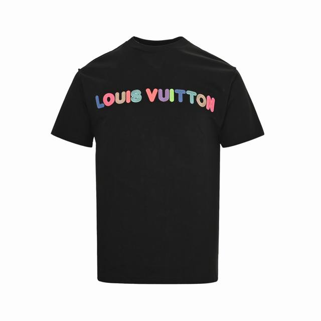 Louis Vuitton 路易威登 22Ss 彩虹字母发泡印花短袖 发泡彩色标识夏天甜甜感觉博览会彩虹限定“小字母” 颜色: 黑彩 白彩 Size:S-Xl