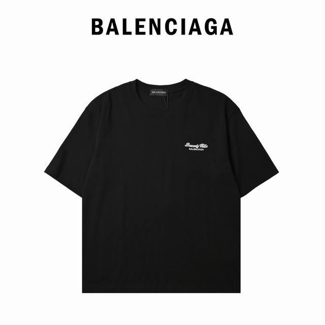 Balenciaga 巴黎世家 经典小标刺绣圆领短袖T恤 - 颜色：黑色 白色 - 购入原版开模打造，全套定制辅料，细节决定成败 - 巴黎世家Balenciag