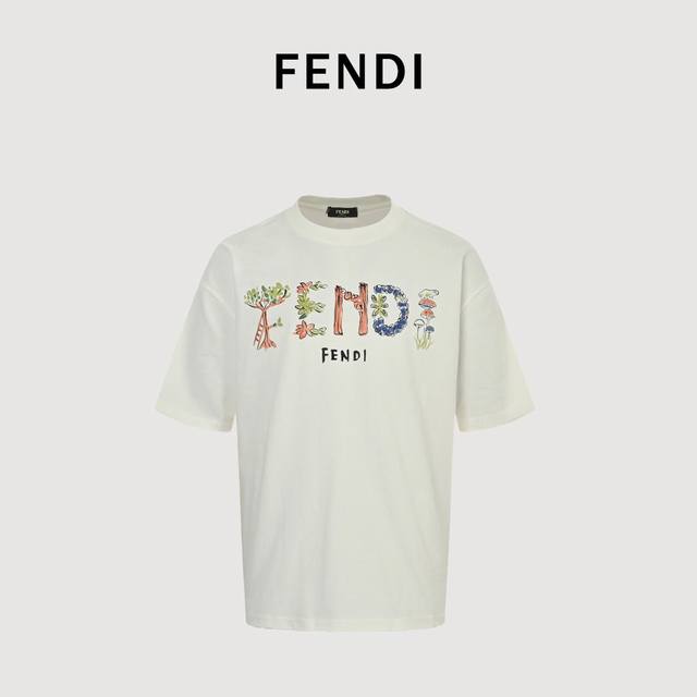 Fendi 芬迪 25Ss 花卉短袖T恤 面料采用定制240G 26支特滑双股精棉平纹高密无尘全棉布料。前幅高密度加厚，走线平整，代工品质，全套定制辅料。 尺码