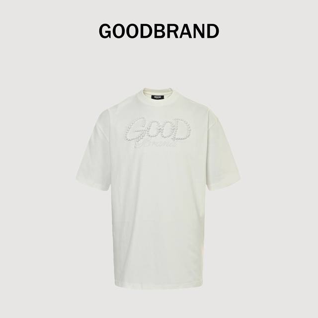 Goodbrand 纯色珍珠Logo 短袖T恤 男女同款 350克重面料 颜色：白色 尺码：S M L Xl