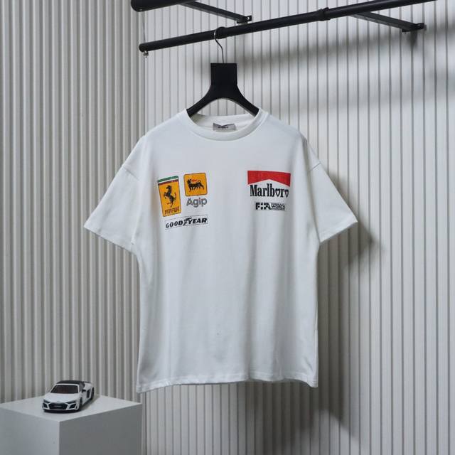 Purey Wr 25Ss Motor Sport Logo Tee 重磅90S 复古做旧法拉利赛车图案运动 Vintage 情侣款短袖T恤 2个半月前 看到衣