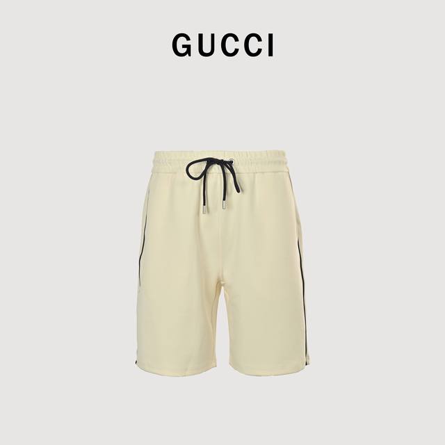 Gucci 古驰 25Ss 侧边线条1921双G刺绣短裤 2025Ss新款针织短裤，定制面料采用威化布织法， 超高端针织工艺，版型紧致立体，定制裤绳五金质感强，