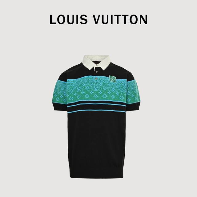 Louis Vuitton Lv 绿拼条提花短袖Polo衫 正品11 购入，定染40支双股精梳棉纱，定制高密度斜纹面料，75D高温衬布，进口刺绣，毛料提花，毛料