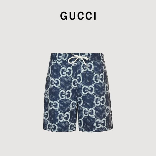 Gucci 古驰 25Ss 双G满印扎染沙滩短裤 25Ss新款夏季沙滩旅游必备！精选优质聚酯纤维面料，面料舒适有弹性的同时版型修身速干，定点满印古驰Logo工艺