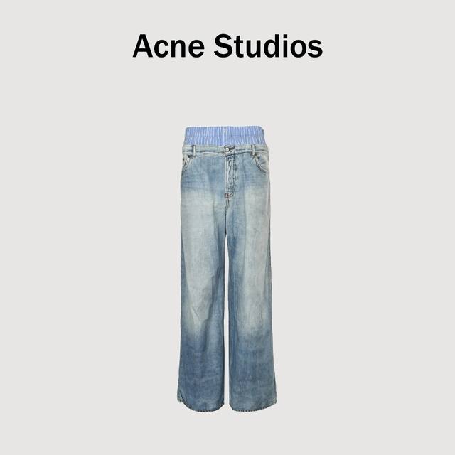 Acne Studios 25Ss 双腰拼接打印假牛仔长裤 以极简美学重塑夏日轻盈，精准匹配原版165G类牛津布，市面罕有面料，克重肌理与底色均1:1还原，轻薄
