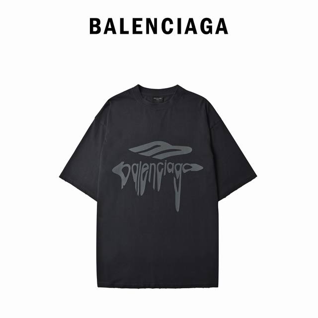 Balenciaga 巴黎世家 25Ss Logo溶解磨破短袖 003 Size:S M L