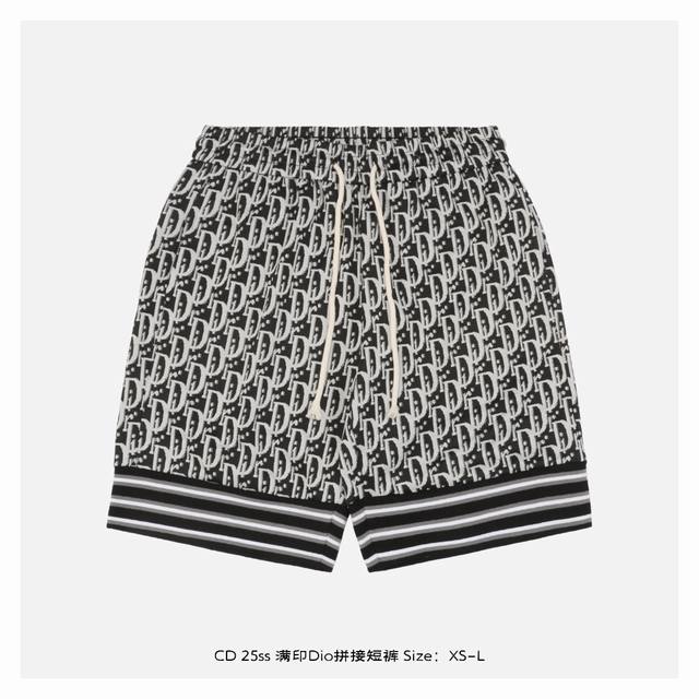 Dior 迪奥 25Ss 满印Dio拼接短裤 灵感源自八十年代复古，采用定制面料制作而成，官方同款，面料经过同缸染色工艺处理，手感舒适柔软，既时尚又具有个性，无
