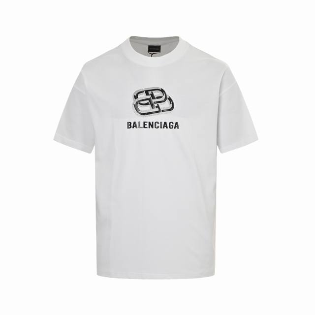 Balenciaga 巴黎世家 25Ss 锁扣烫银压胶字母短袖 面料采用高克重260G重精梳棉，定制1:1螺纹，面料舒适亲肤无异感， 制定染面料，纺织密度高，垂