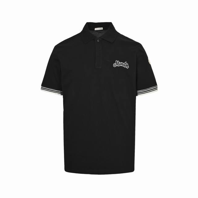 Moncler 蒙口 25Ss 刺绣徽标Polo短袖 采用60支双股280克重 %棉双面珠地面料，拆解纱线分析，订织蜂窝四角网眼胚布，衣领为双系统提花定织扁机制