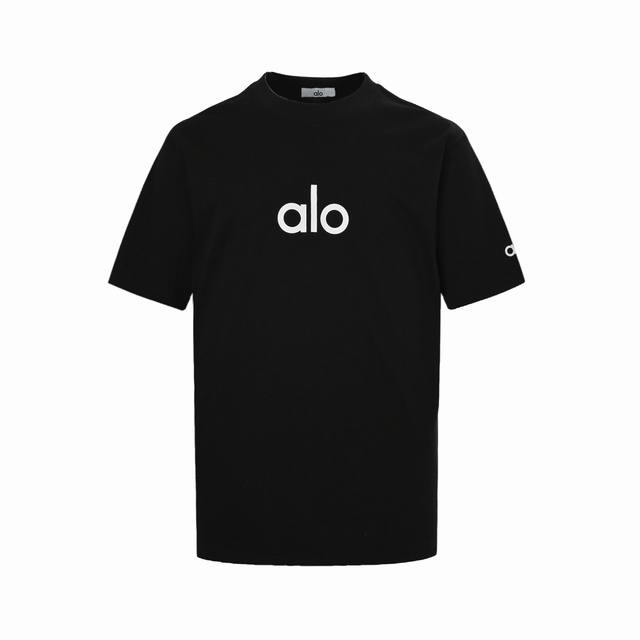 Alo 基础字母Logo印花短袖 进口浆料 随便水洗不会任何变形 保证不掉色不开裂 印花精细 采用280G精梳棉双纱面料 定染0色差 同缸拉架螺纹 2次洗水处理