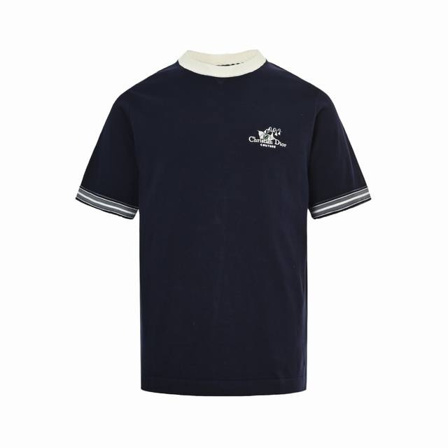 Dior 迪奥 25Ss 铃兰花刺绣撞色短袖 正品10539购入，40支双股精梳棉纱，采用进口织机Santonll14针，进口刺绣，毛料酵洗，定制辅料，合身版型