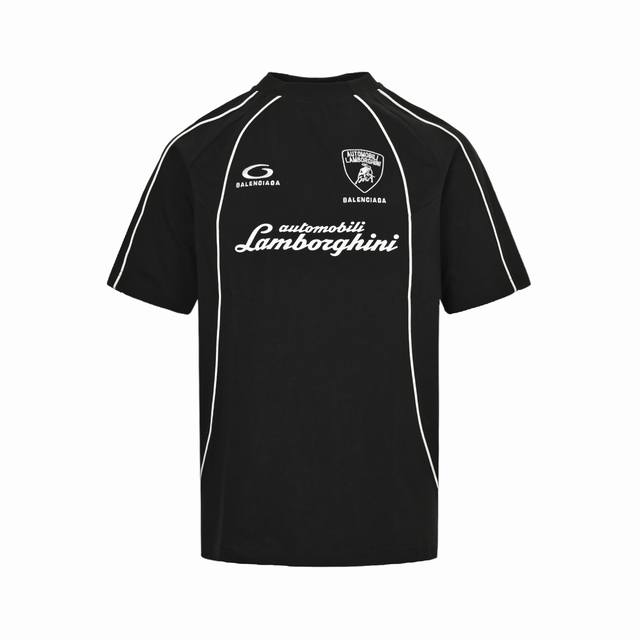 Balenciaga 巴黎世家 25Ss 兰博基尼刺绣短袖 采用进口印花刺绣工艺，多块裁片拼接 工艺极其复杂 纯棉柔软面料，对色定染面料，潮流感十足，定染纯棉面